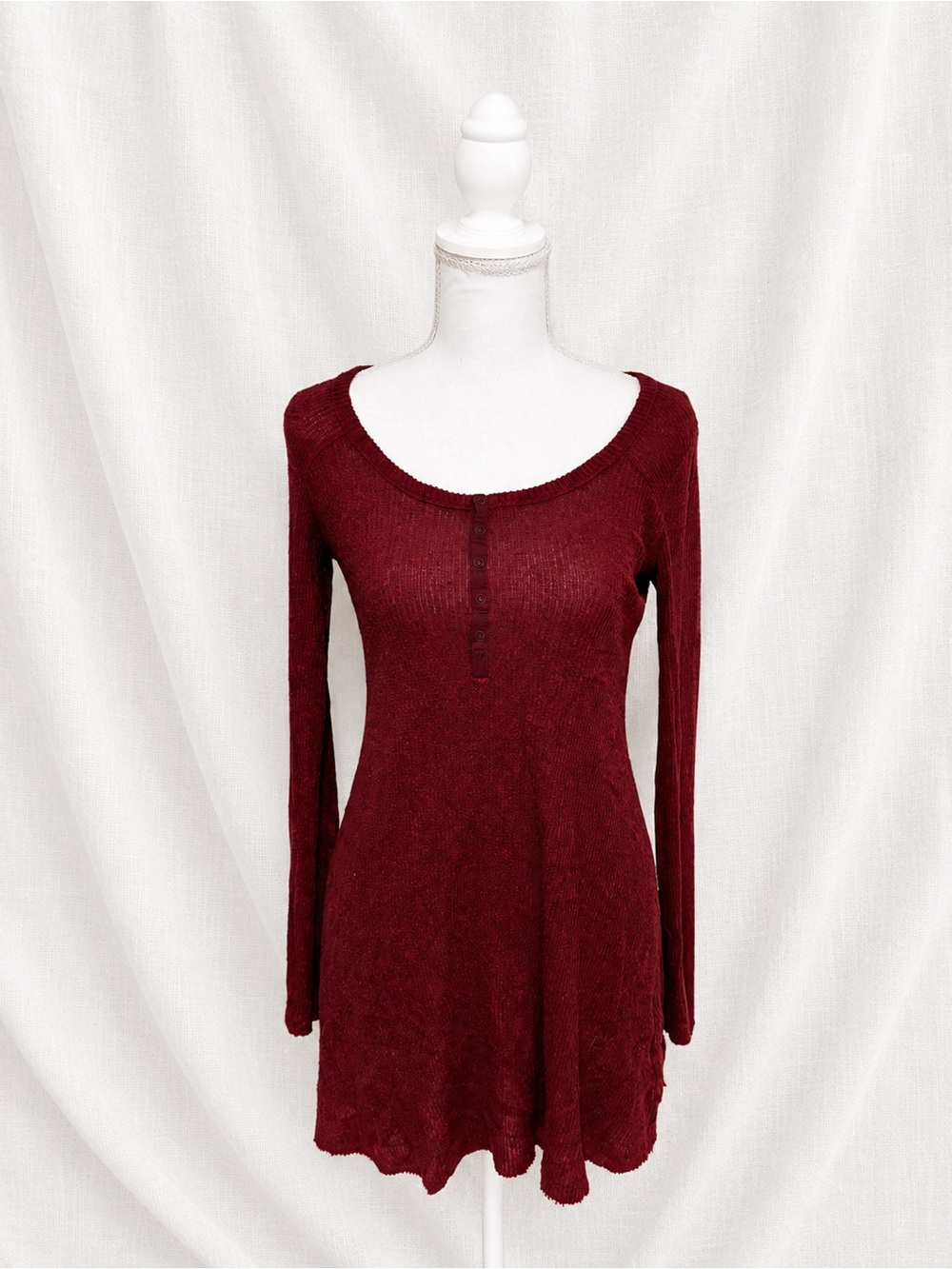 BDG Burgundy Long Sleeve Scoop Neck Tunic